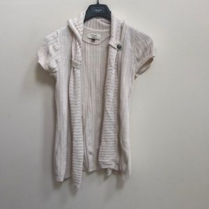 Cream Open Cardigan With Cowl Neck